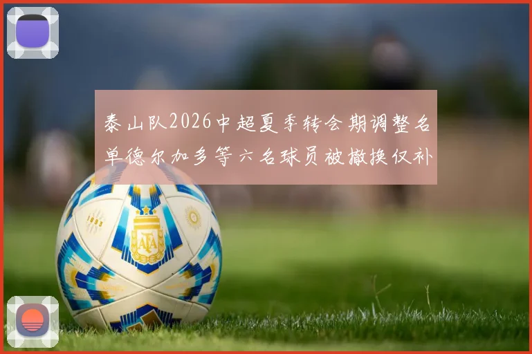 泰山队2026中超夏季转会期调整名单德尔加多等六名球员被撤换仅补报郝富博